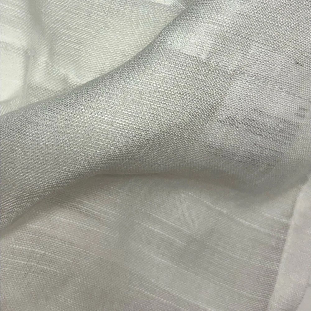 (2) Slub Textured Linen Blend Cafe Curtain White Set 56x24” Cottage Rod Pocket